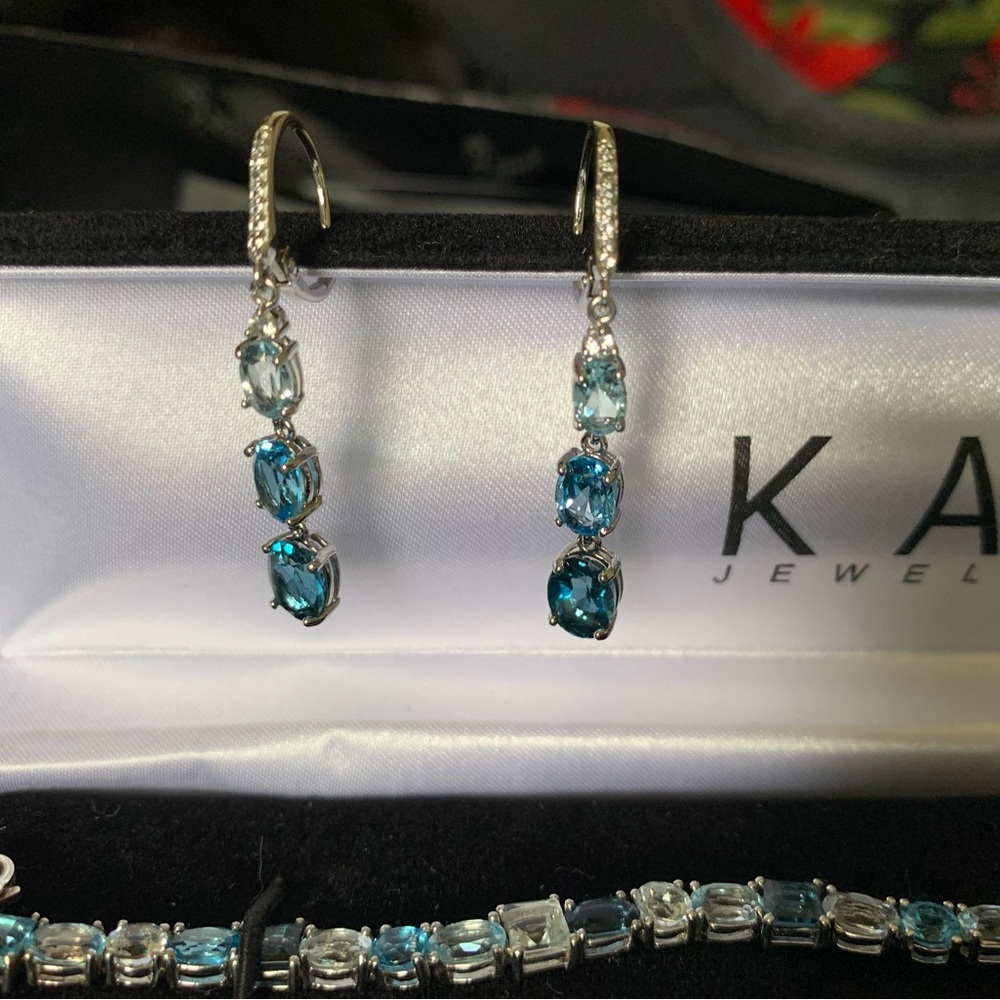 Kay Jewelers Sapphire & Topaz Sterling Silver Jewelry Set - Picture 2 of 7